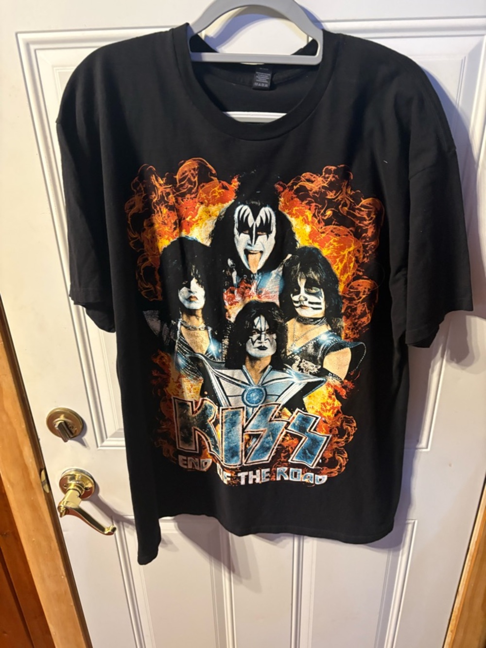Tultex Black KISS Graphic Concert Tee with Orange Flame Artwork Size X Large